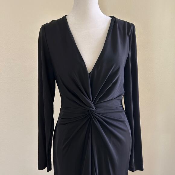 Lauren Ralph Lauren Black Label Gown Nadira Jersey Front Twist Dress SZ6 Black - Picture 4 of 10